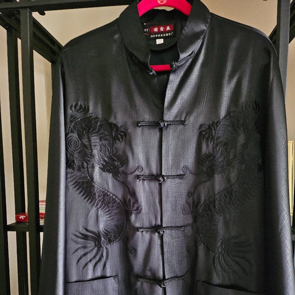 A MAN SHIRT/JACKET WITH MANDARIN COLLAR BLACK SIZE XXXL/ LARGE
